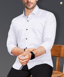 VeBNoR Men Regular Fit Solid Spread Collar Casual Shirt
