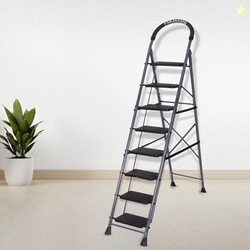 Parasnath 8-Step GoUp Steel Ladder Grey | Foldable Lightweight Step La