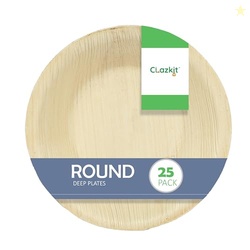 Clazkit 25 Pack Areca Round Palm Leaf Bowl | Like Wooden Bamboo | Eco 