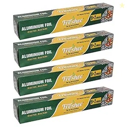 Freshee 9 Plus 2 m Aluminium Silver Kitchen Foil Roll Paper Pack of 4|