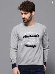 Roadster Men Printed Round Neck Cotton Blend Grey T-Shirt