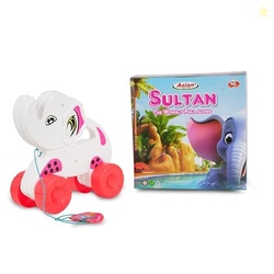 Asian Portable Plastic Pull Along Sultan Elephant for Kids 1 Peace (Mu