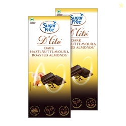 Sugar Free D'lite Hazelnut & Almonds Dark Chocolate Bar, 80 Grams (Pac