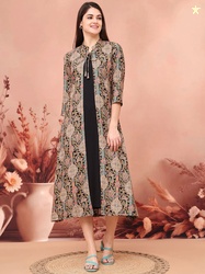 Claura Women Floral Printed A-Line Midi Dress