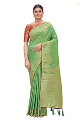 Monjolika Fashion Women Divine Dusty Zari Weaving Banarasi Satin Silk 