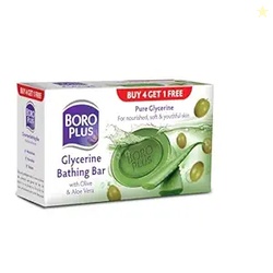 BOROPLUS Glycerine Bathing Bar With Olive & Aloe Vera (125G, Free)