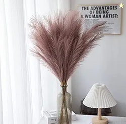 VRB Dec 3 Pcs Artificial Pampas Grass Sticks | Faux Flowers for Vases 