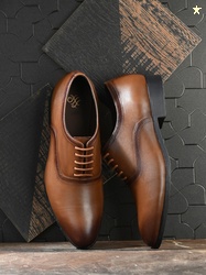 House of Pataudi Men Formal Genuine Leather Oxfords Shoes