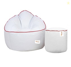 Sattva Combo Muddha Bean Bag Cover and Round Footstool Cover (Without 