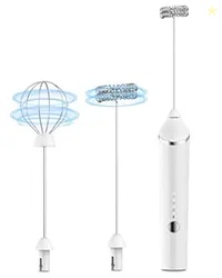 Rechargeable Electric Milk Frother and Mixer, Frother Coffee Maker, 3-