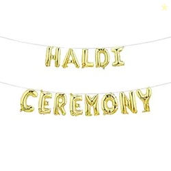 Just Party Haldi Ceremony Theme Foil Balloon Banner Combo - Set Of 13P