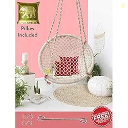 Curio Centre Make in India Round Cotton Home Swing & Hammock Chair wit