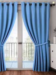 BIANCA Blue Single Black Out Door Curtain