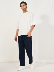 Styli Men Open Hem Relaxed Fit Jogger with Minimal Embroidery