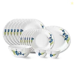 Larah by Borosil Nina Fluted Series Opalware Dinner Set | 21 Pieces fo