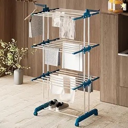 amazon basics Mild Steel Double Supported 3 Layer Cloth Drying Rack | 