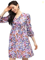 Tokyo TALKIES Women Knee-Length V Neck Full Sleeve Dress TTJ6005941 Pu