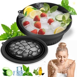 Silicone Collapsible Face Bowl with Built in Ice Tray Modern Black Rou