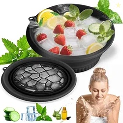 Silicone Collapsible Face Bowl with Built in Ice Tray Modern Black Rou