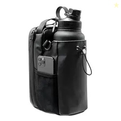 Magnetic Gym Bottle Holder Bag with Storage Pockets, Zippered Compartm