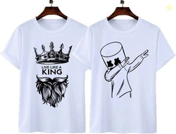 TIGERSNAKE Pack of 2 Men Printed Round Neck Polycotton White T-Shi...