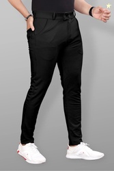 GIBBONTE Men Slim Fit Black Lycra Blend Trousers