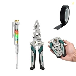 Wire Stripper Tool, Voltage Test Pen With Black Tape for Electric Wire