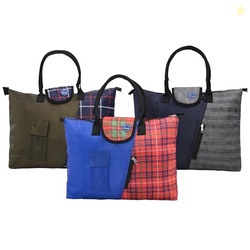 Urbane Home Pack of 3 Foldable Shopping Bags For Women with 3 Small Po