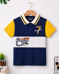 TRAMPOLINE Boys Colour-Block Polo T-Shirt