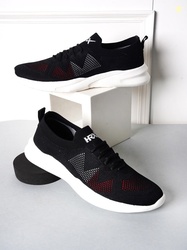 HRX by Hrithik Roshan Men Black & Red Textured Contrast Sole Slip On S