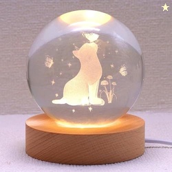 GITGRNTH 3D Cat Figurine Crystal Ball Lamp, Cats Light Lamp with Woode