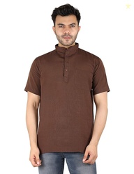 LATEST CHIKAN Men's Cotton Regular Casual Strped Short Kurta Half Slee