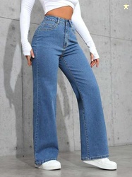 French Rose Boyfriend Women Blue Jeans
