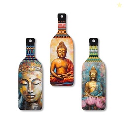 Artvibes Meditating Gautam Buddha Bottle shaped Wooden Wall Hanging | 