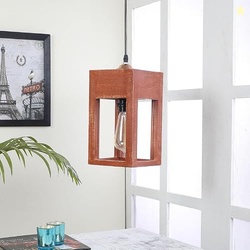 tu casa Hanging Lamps with Mango Wooden Base & Brown Wood Shades for H