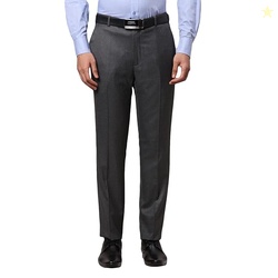 Raymond Men's Polyester Blend Structure Pattern Slim Fit Flat Front Fo