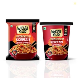 WickedGud Fiery 2X Spicy Korean Noodles, Instant Pack and Cup Combo, W