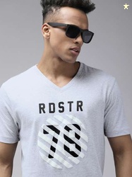 Roadster Men Typography Printed V-Neck T-shirt