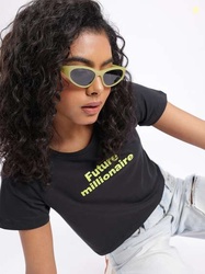 glitchez Printed Boxy Crop T-shirt
