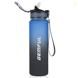 GEMFUL 32Oz Water Bottle With Straw Time Marker Motivational Bottles T