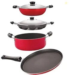 Nirlon Aluminium Non Stick Cookware Pots and Pans Set of 4 Pieces (FT1