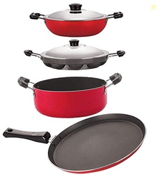 Nirlon Aluminium Non Stick Cookware Pots and Pans Set of 4 Pieces (FT1