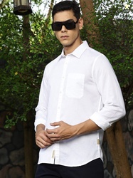 Thomas Scott Premium Spread Collar Long Sleeves Linen Cotton Casual Sh