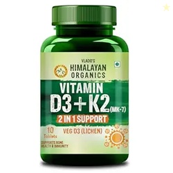 Vlados Himalayan Organics Vitamin D3 600 IU + K2 as MK7 Supplement | S