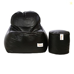 Sattva Combo Rester Bean Bag Cover and Round Footstool Cover (Without 