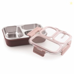 WARMEO BENTO Microwave-Safe Stainless Steel Lunchbox with 3 compartmen