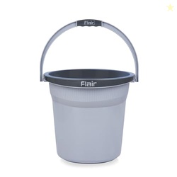FLAIR Estella 8L Plastic Bathroom Bucket, Grey | Durable Virgin Plasti
