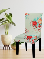 HOUSE OF QUIRK Cream & Red Elastic White Rose Printed Stretch Removabl
