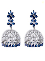 Karatcart Women Silver Plated Blue American Diamond Studded Jhumki Ear