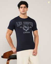 LEE COOPER Men Brand Print Regular Fit Cotton Crew-Neck T-Shirt